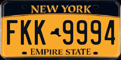 NY license plate FKK9994
