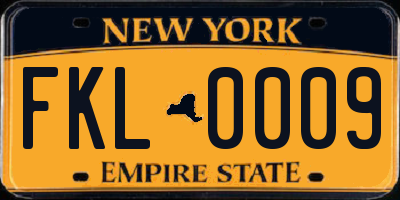 NY license plate FKL0009