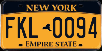 NY license plate FKL0094
