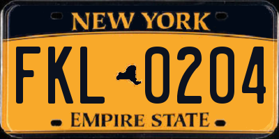 NY license plate FKL0204