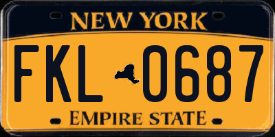 NY license plate FKL0687