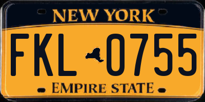 NY license plate FKL0755
