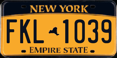 NY license plate FKL1039