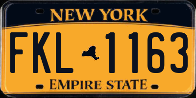 NY license plate FKL1163
