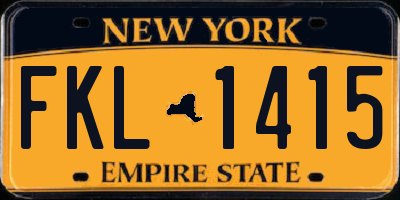 NY license plate FKL1415