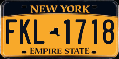 NY license plate FKL1718