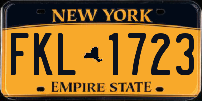 NY license plate FKL1723