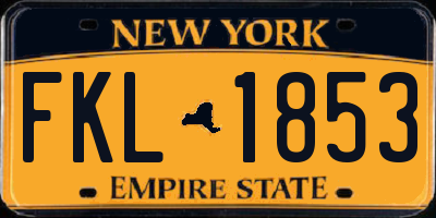 NY license plate FKL1853