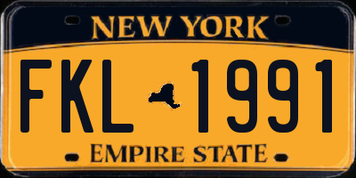 NY license plate FKL1991