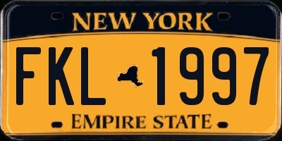 NY license plate FKL1997