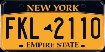 NY license plate FKL2110