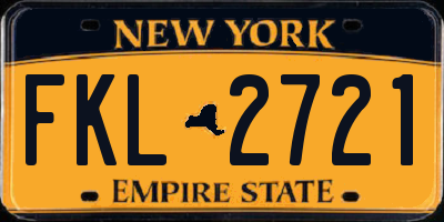 NY license plate FKL2721