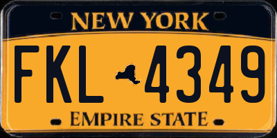NY license plate FKL4349