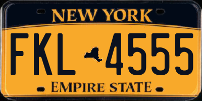 NY license plate FKL4555