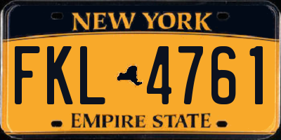 NY license plate FKL4761