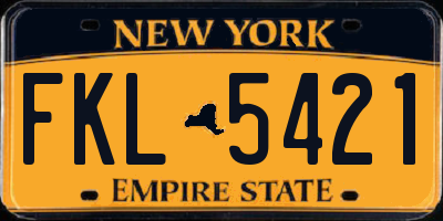 NY license plate FKL5421