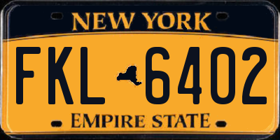NY license plate FKL6402