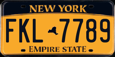 NY license plate FKL7789