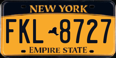 NY license plate FKL8727