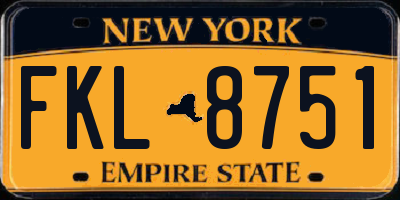 NY license plate FKL8751