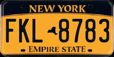 NY license plate FKL8783