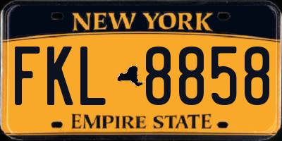 NY license plate FKL8858