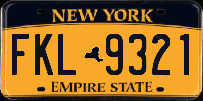 NY license plate FKL9321