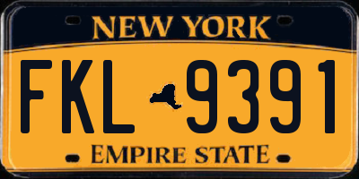 NY license plate FKL9391