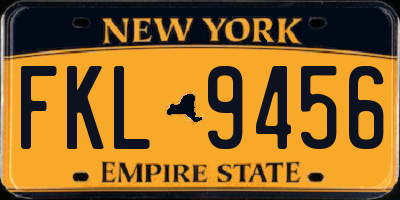 NY license plate FKL9456