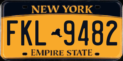 NY license plate FKL9482