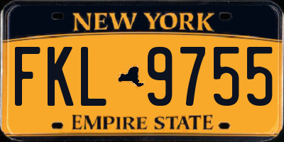 NY license plate FKL9755