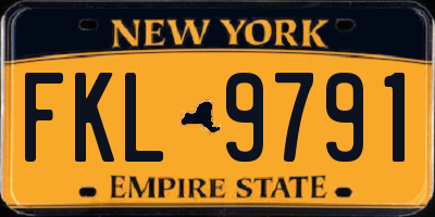 NY license plate FKL9791