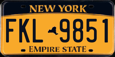 NY license plate FKL9851