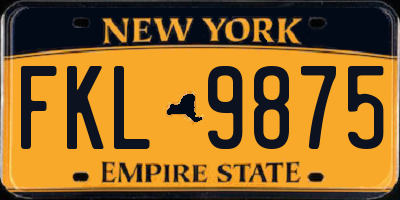 NY license plate FKL9875
