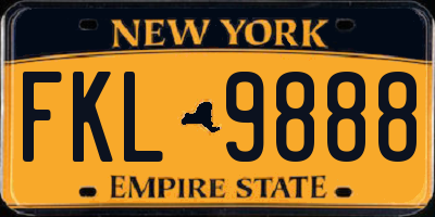 NY license plate FKL9888