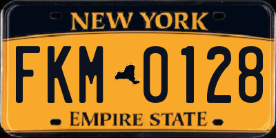 NY license plate FKM0128