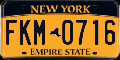 NY license plate FKM0716