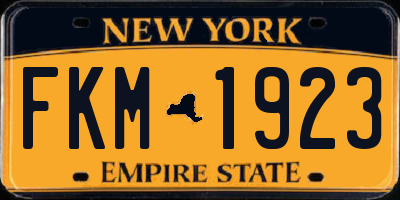 NY license plate FKM1923