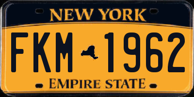 NY license plate FKM1962
