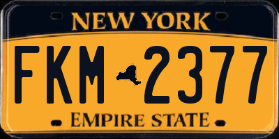 NY license plate FKM2377