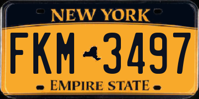 NY license plate FKM3497