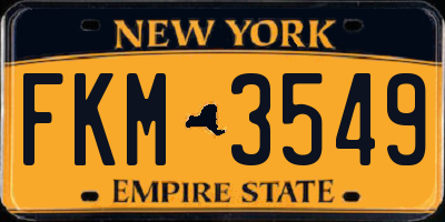 NY license plate FKM3549