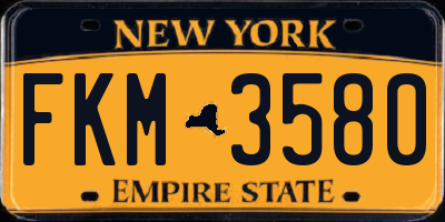 NY license plate FKM3580