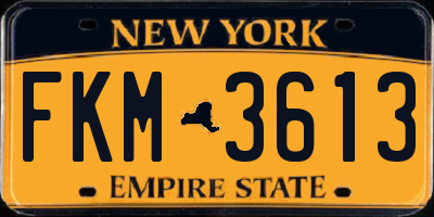 NY license plate FKM3613