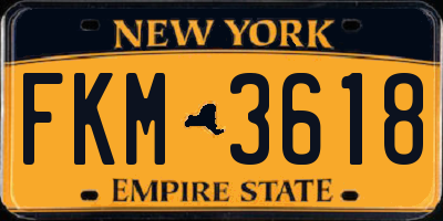 NY license plate FKM3618