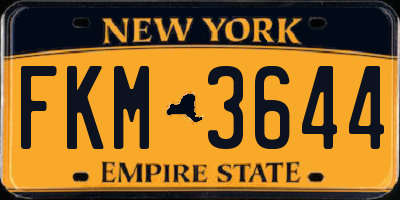 NY license plate FKM3644