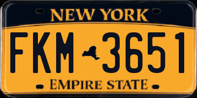 NY license plate FKM3651