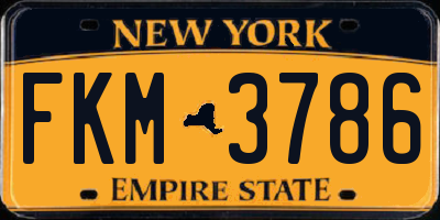 NY license plate FKM3786