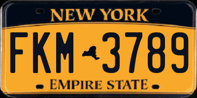 NY license plate FKM3789