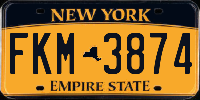 NY license plate FKM3874